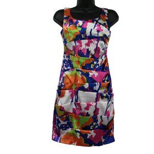 B. Darlin Multicolor Abstract Print Sleeveless Ruched Dress Size 5/6 Polyester